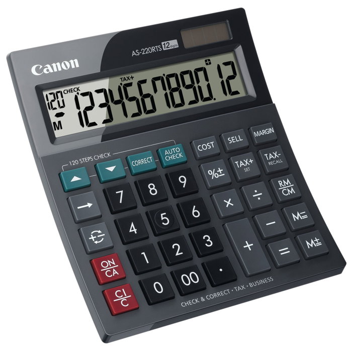 Canon AS-220RTS Calculadora de Escritorio de 12 Dígitos con Panel Solar Canon AS-220RTS Calculadora de Escritorio de 12 Dígitos con Panel Solar