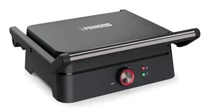 Princess 112418 Parrilla Eléctrica de Contacto Multi Grill 1800W, Placas Desmontables Antiadherentes 27.5 x 18 cm, Negra, con Tapa y Termostato Ajustable