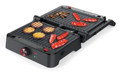 Princess 112418 Parrilla Eléctrica de Contacto Multi Grill 1800W, Placas Desmontables Antiadherentes 27.5 x 18 cm, Negra, con Tapa y Termostato Ajustable