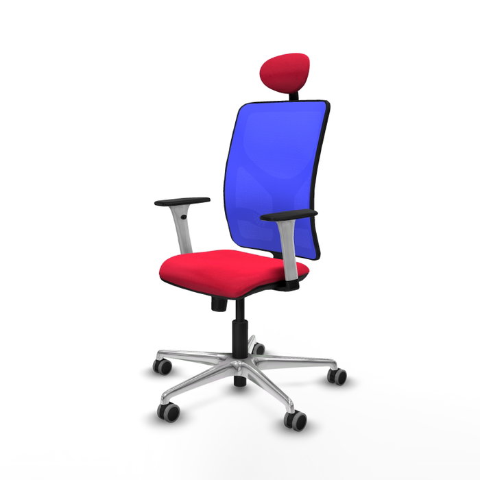 PIQUERAS Y CRESPO Silla de oficina Motilla con Mecanismo Sincro, Tela Roja y Malla Azul