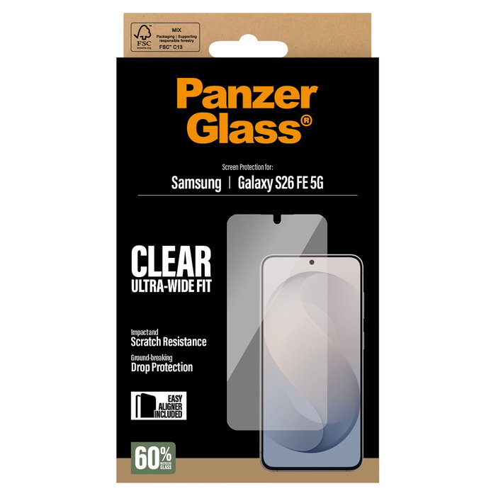 PanzerGlass Protector de Pantalla Samsung Galaxy S25 FE 5G Ultra-Wide Fit con EasyAligner