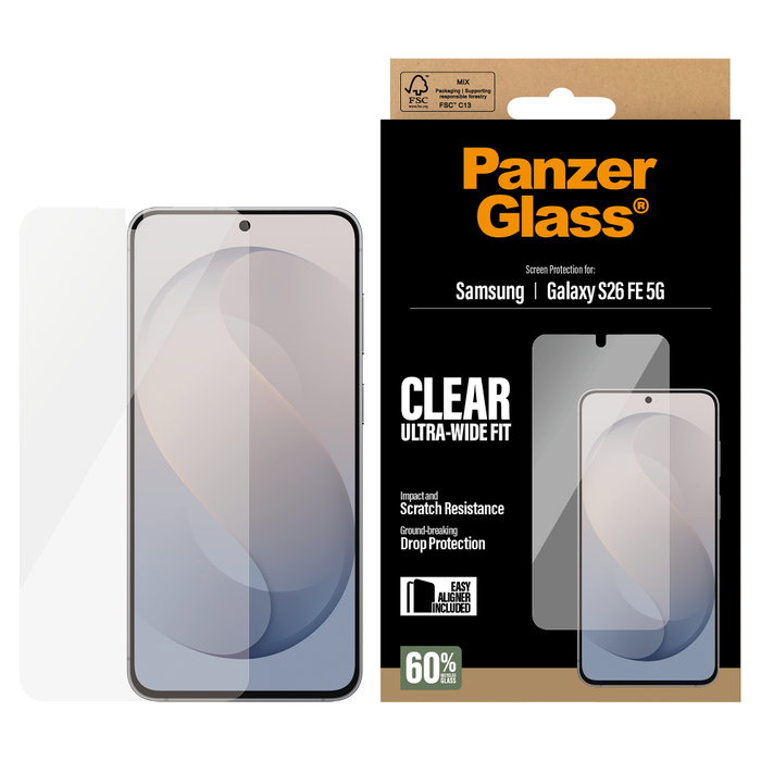 PanzerGlass Protector de Pantalla Samsung Galaxy S25 FE 5G Ultra-Wide Fit con EasyAligner