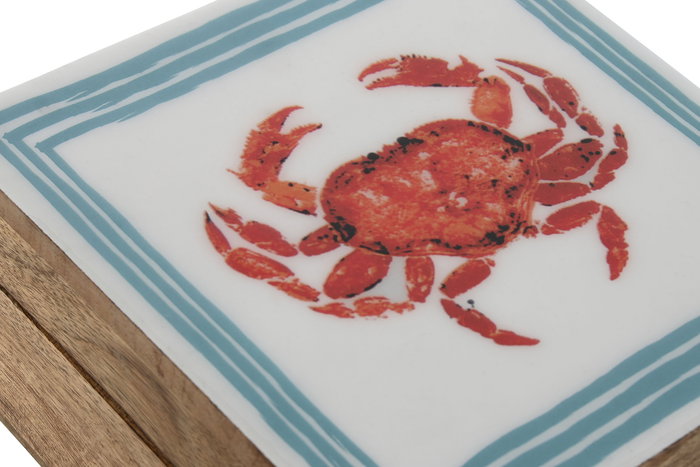 DKD Home Decor Caja Mediterraneo Cangrejos 25 Mango Multicolor 17.5 x 8 x 17.5 cm Set de 2