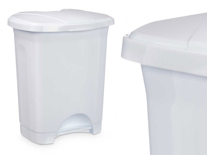 Arte Regal Papelera de Pedal de Plástico Blanco 10L con Dimensiones 27 x 33.5 x 22 cm (Set de 8)