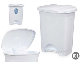 Arte Regal Papelera de Pedal de Plástico Blanco 10L con Dimensiones 27 x 33.5 x 22 cm (Set de 8)