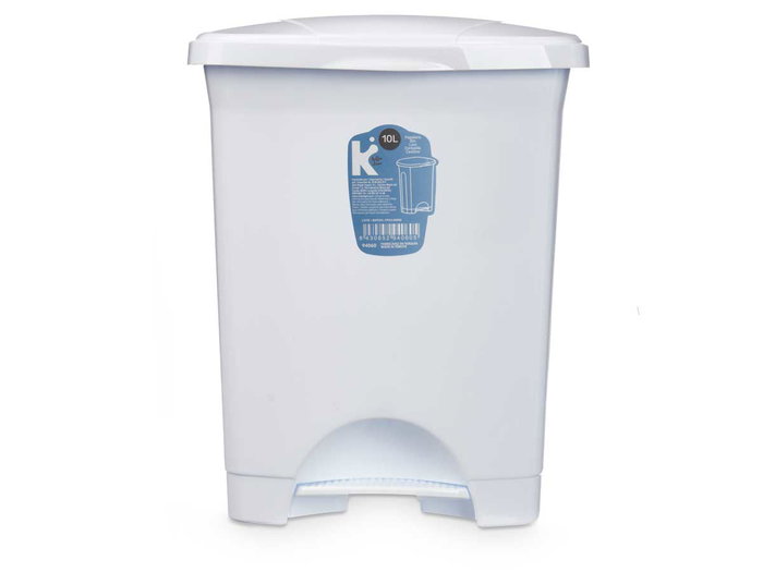 Arte Regal Papelera de Pedal de Plástico Blanco 10L con Dimensiones 27 x 33.5 x 22 cm (Set de 8)