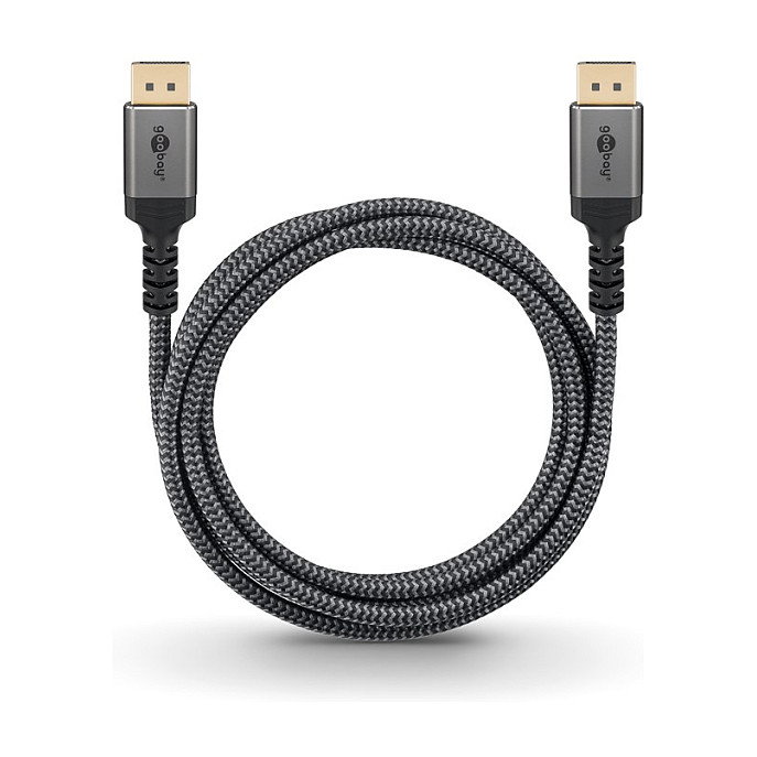 Goobay Plus DisplayPort 2.0/2.1 Kabel, 16K @ 60Hz, 80 Gbit/s, 3 Metros, Gris