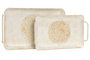 DKD Home Decor Set de 2 Bandejas Decorativas Mandala Blanco y Dorado 48x28x6 cm