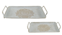 DKD Home Decor Set de 2 Bandejas Decorativas Mandala Blanco y Dorado 48x28x6 cm