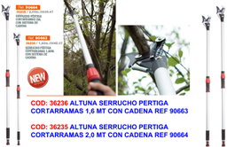 ALTUNA Serrucho de Pertiga Cortarramas 2,0 mt con Cadena REF 90664