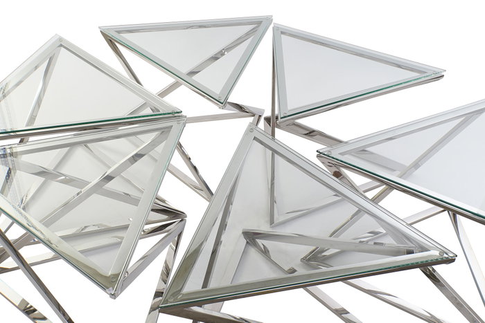 DKD Home Decor Set de 6 Mesas de Centro de Acero y Cristal Plateado