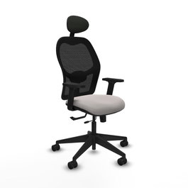 PIQUERAS Y CRESPO Silla de oficina Alocén con mecanismo traslack, malla negra y asiento blanco