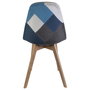 Home Deco Factory Silla Patchwork Azul-Gris Diseño Escandinavo Patas de Madera Asiento de Tela
