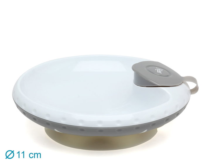 KioKids Plato Térmico Con Ventosa Antivuelco Geogrey Para Bebés +4 Meses Gris