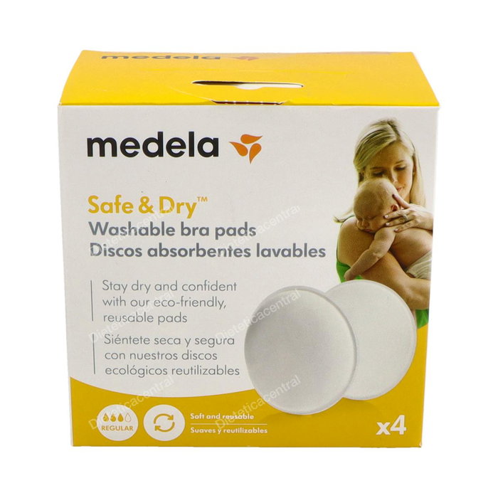 Medela Discos Lactancia Absorbentes y Reutilizables Lavables, Paquete de 4 Unidades, Ref 80236 Medela Discos Lactancia Absorbentes y Reutilizables Lavables, Paquete de 4 Unidades, Ref 80236
