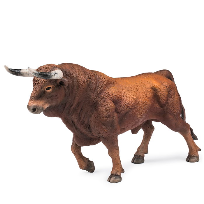 Deqube Toro Bravo Colorado Trotando Réplica Animal Pintada a Mano Figura Colección +3 Años