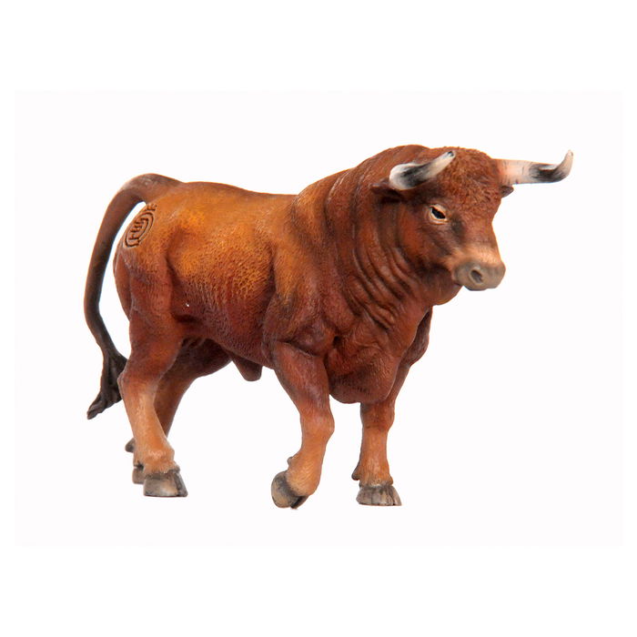 Deqube Toro Bravo Colorado Trotando Réplica Animal Pintada a Mano Figura Colección +3 Años