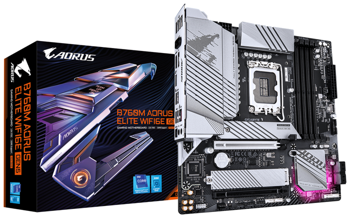 Gigabyte B760M Aorus Elite WiFi6E Gen5, Micro ATX, Intel B760, DDR5, LGA 1700