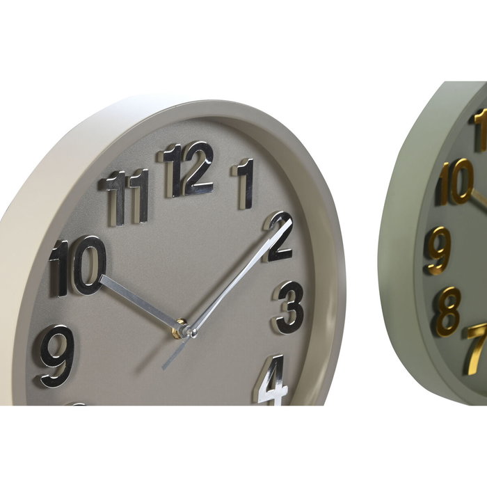 DKD Home Decor Reloj de Pared de PVC Silencioso Pack de 2 (Verde y Gris) DKD Home Decor Reloj de Pared de PVC Silencioso Pack de 2 (Verde y Gris)