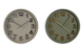 DKD Home Decor Reloj de Pared Verde Gris 4x30x30 cm (2 Unidades) PVC Batería AA