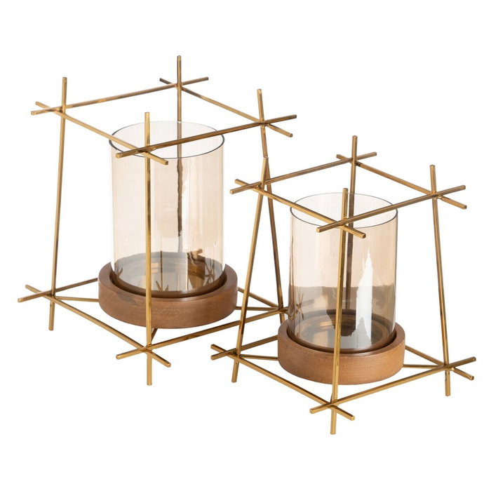 Ixia Portavelas Oro-marrón Metal-madera 24 x 24 x 26 cm Ixia Portavelas Oro-marrón Metal-madera 24 x 24 x 26 cm