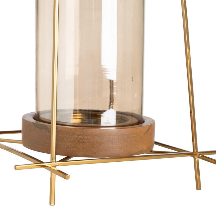 Ixia Portavelas Oro-marrón Metal-madera 24 x 24 x 26 cm Ixia Portavelas Oro-marrón Metal-madera 24 x 24 x 26 cm