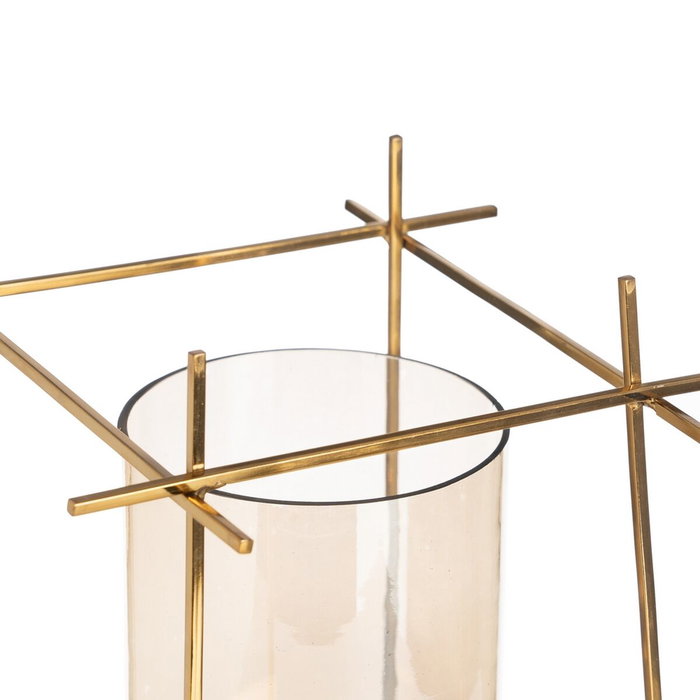Ixia Portavelas Oro-marrón Metal-madera 24 x 24 x 26 cm Ixia Portavelas Oro-marrón Metal-madera 24 x 24 x 26 cm