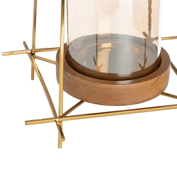 Ixia Portavelas Oro-marrón Metal-madera 24 x 24 x 26 cm Ixia Portavelas Oro-marrón Metal-madera 24 x 24 x 26 cm