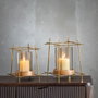 Ixia Portavelas Oro-marrón Metal-madera 24 x 24 x 26 cm