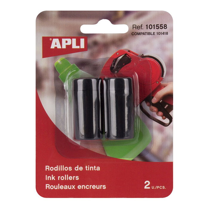 APLI Rodillo de tinta negra para etiquetadora, 2 unidades APLI Rodillo de tinta negra para etiquetadora, 2 unidades