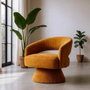 Ixia Sillón Giratorio Ocre Tejido-Madera