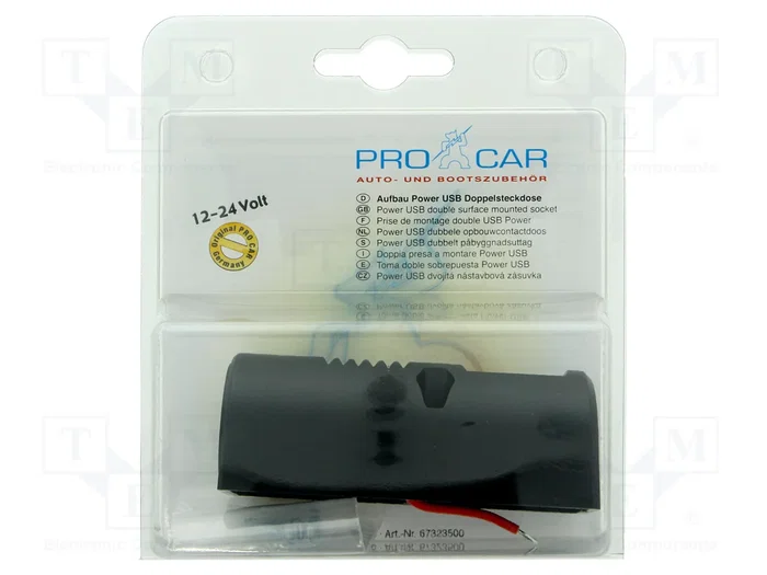 PRO CAR Alimentador USB con 2 puertos USB-A
