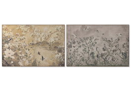 DKD Home Decor Cuadro Lino Abeto Flores Cerezo Surtido de 2 Piezas