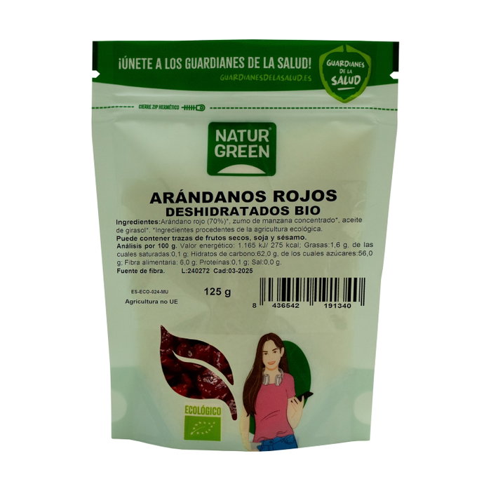NaturGreen Arándanos Rojos Deshidratados Bio 125g - Alto Contenido en Fibra NaturGreen Arándanos Rojos Deshidratados Bio 125g - Alto Contenido en Fibra