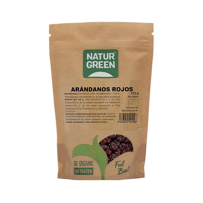 NaturGreen Arándanos rojos deshidratados BIO 125 g