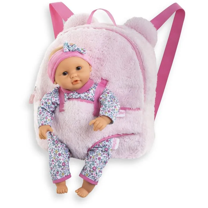 Corolle COR1740742275326 - Mochila portamuñecas para muñecas de 30 cm, peluche rosa, para niños a partir de 3 años