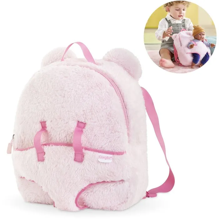 Corolle COR1740742275326 - Mochila portamuñecas para muñecas de 30 cm, peluche rosa, para niños a partir de 3 años