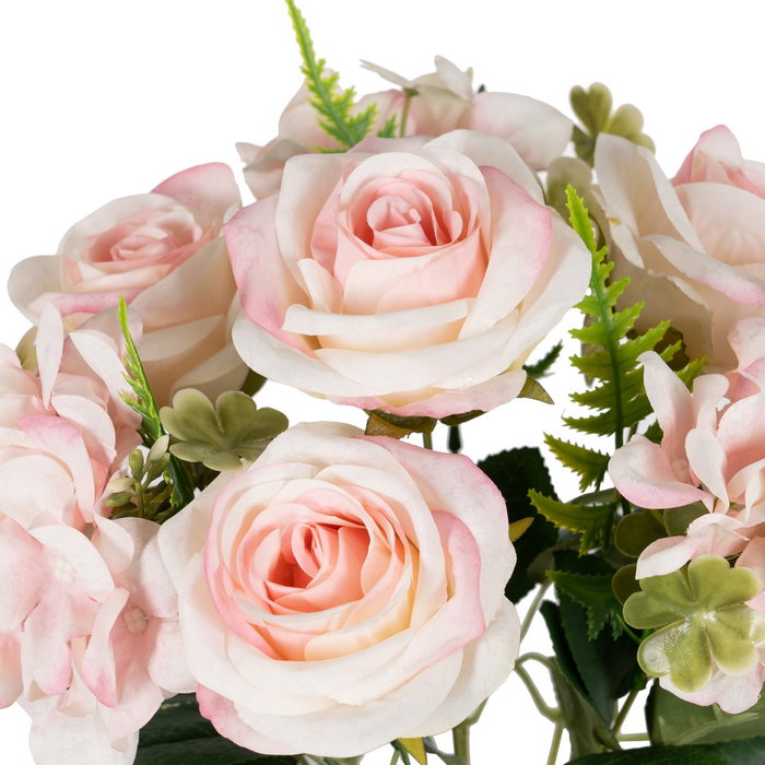 Bouquet Rosas Rosa Pvc-Tejido Decoración 43 cm (Set de 6)