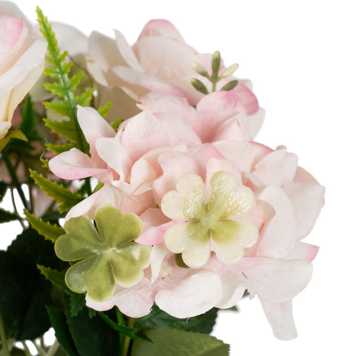 Bouquet Rosas Rosa Pvc-Tejido Decoración 43 cm (Set de 6)