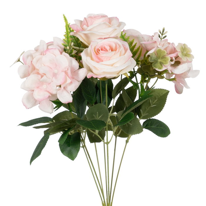 Bouquet Rosas Rosa Pvc-Tejido Decoración 43 cm (Set de 6)