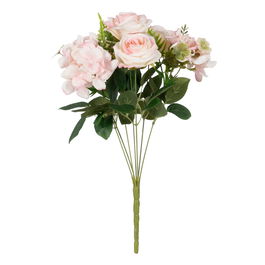 Bouquet Rosas Rosa Pvc-Tejido Decoración 43 cm (Set de 6)