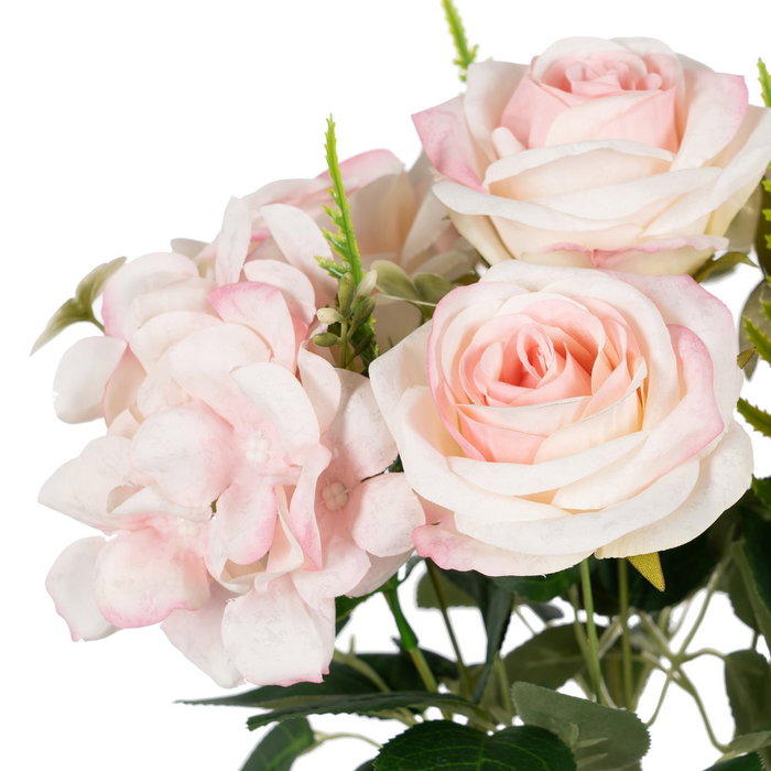 Bouquet Rosas Rosa Pvc-Tejido Decoración 43 cm (Set de 6)