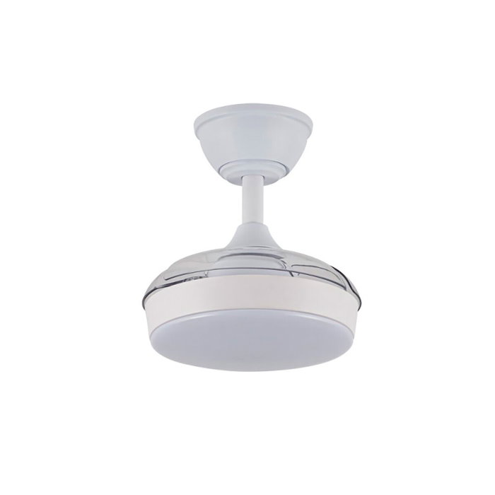 Cristalrecord Ventilador de techo Hornet blanco con aspas retráctiles y LED 3CCT Cristalrecord Ventilador de techo Hornet blanco con aspas retráctiles y LED 3CCT
