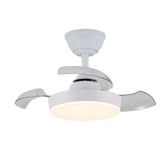 Cristalrecord Hornet Ventilador de Techo LED 3CCT 32W 3195 lm, Aspas Retráctiles Ø56 cm, Motor DC, 6 Velocidades, Mando a Distancia, Blanco