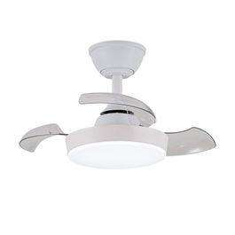 Cristalrecord Hornet Ventilador de Techo LED 3CCT 32W 3195 lm, Aspas Retráctiles Ø56 cm, Motor DC, 6 Velocidades, Mando a Distancia, Blanco