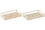 DKD Home Decor Bandeja Metal y Cristal Multicolor Surtido de 2