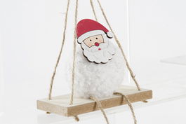 DKD Home Decor Decoración Colgante Navidad Tradicional Blanco Natural 11 x 28 x 5 cm (12 Unidades)