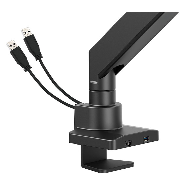 MANHATTAN Soporte Técnico de sobremesa para Monitor, soporte VESA 75-200mm, carga máx. 27kg, para pantallas de 17" a 57", con puertos USB (negro)