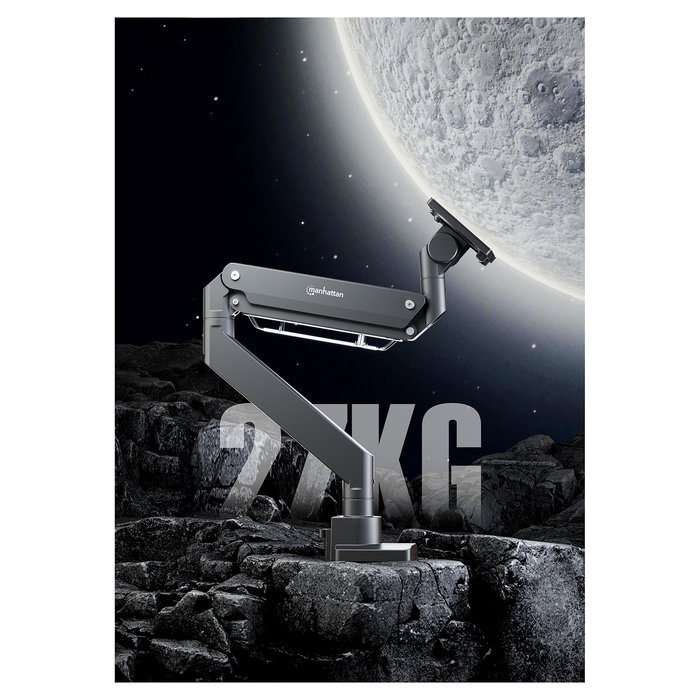 MANHATTAN Soporte Técnico de sobremesa para Monitor, soporte VESA 75-200mm, carga máx. 27kg, para pantallas de 17" a 57", con puertos USB (negro)