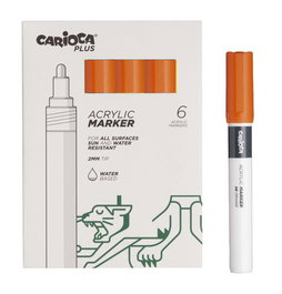Rotulador Acrilico Carioca Plus Caja De 6 Naranja